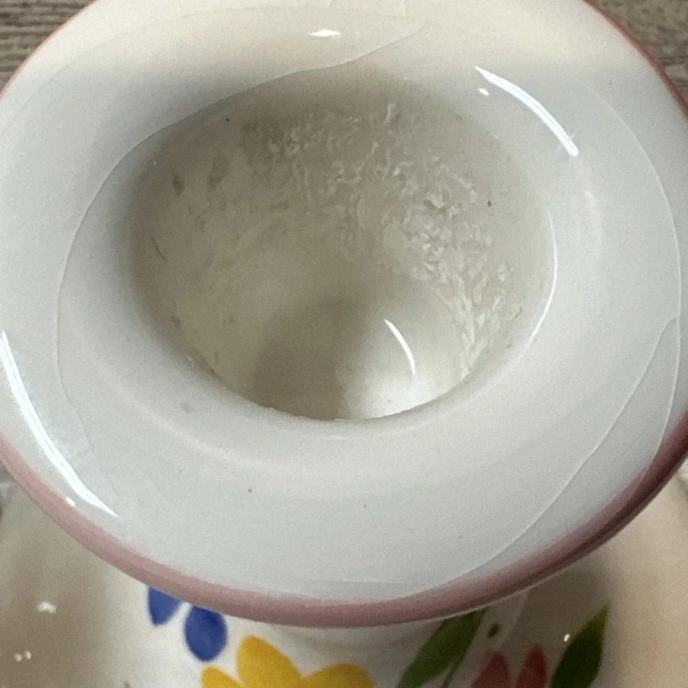 Porcelain Floral Candleholders  4.25x3.75